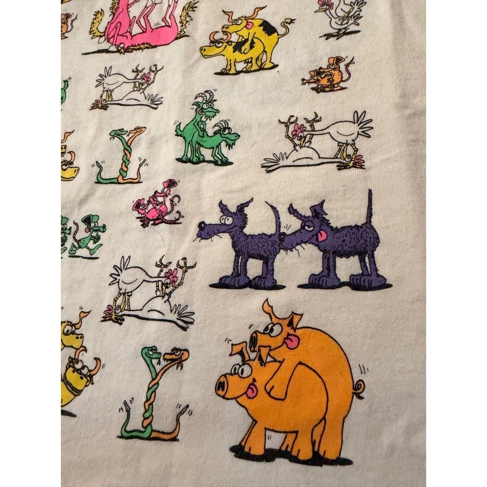 Vintage 90s Animal Sex Positions Single Stitch Humorous T-shirt Size Large - Picture 4 of 11